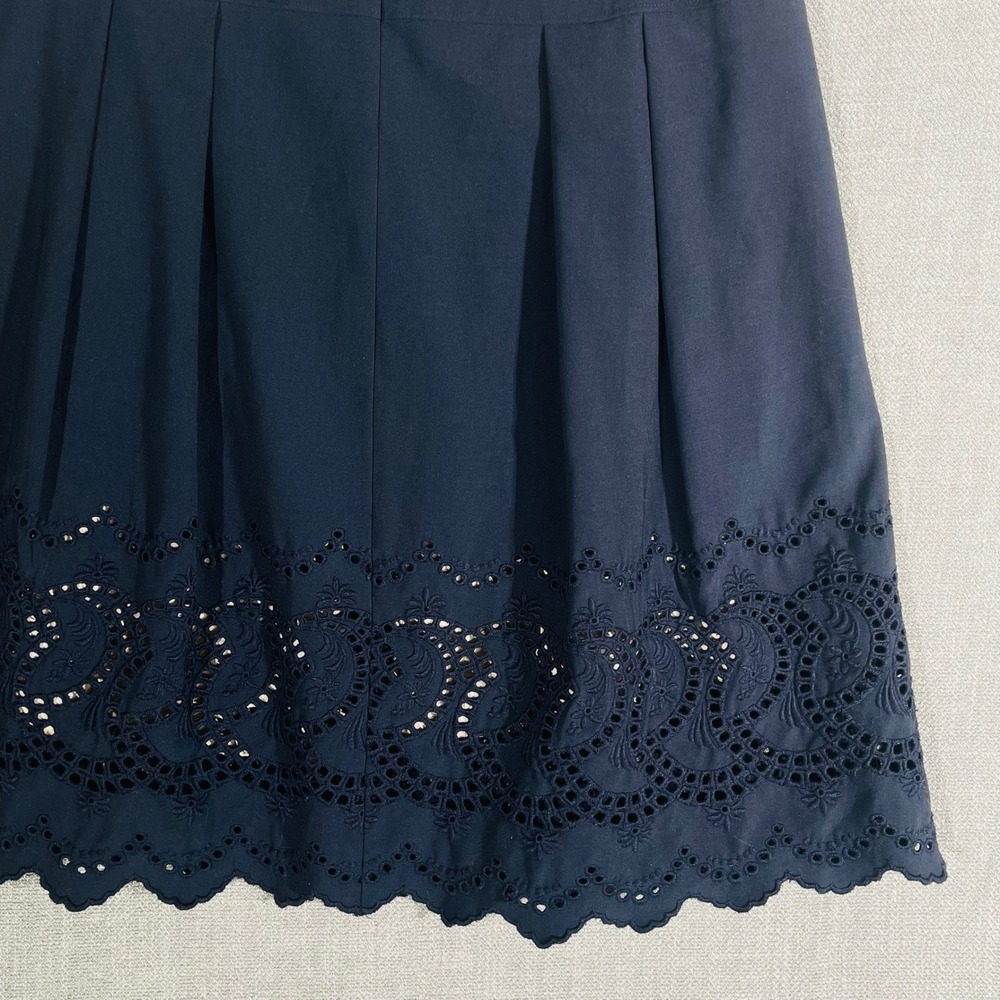 Ann Taylor Skirt Womens 6P Navy Blue Eyelet Hem Pleated Knee Length Career - Picture 13 of 14